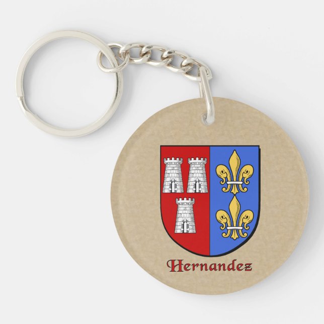 Hernandez Historical Shield with Flag of Mexico Keychain (Front)