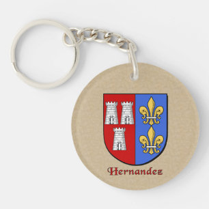 Hernandez Historical Shield with Flag of Spain Keychain