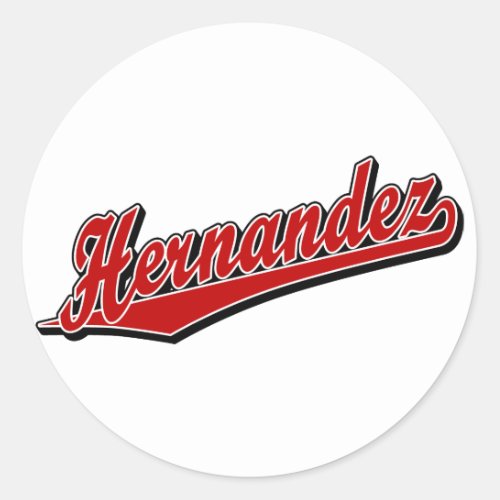 Hernandez in Red Classic Round Sticker