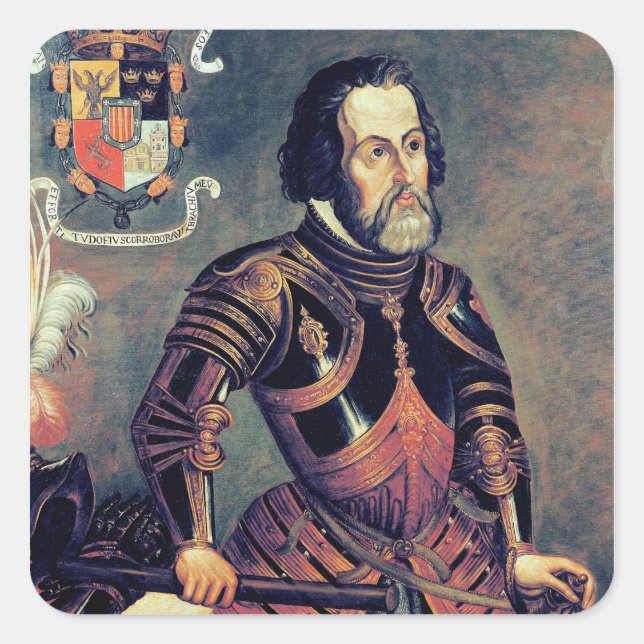 Hernando Cortes Square Sticker (Front)