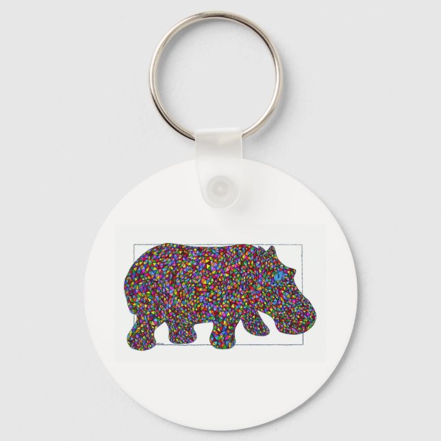 Hernando Stained Glass Hippo Key Chain (Front)
