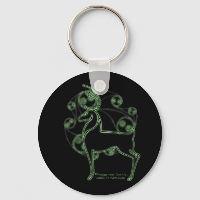 Herne Celtic Deer Keychain, Black Keychain (Front)
