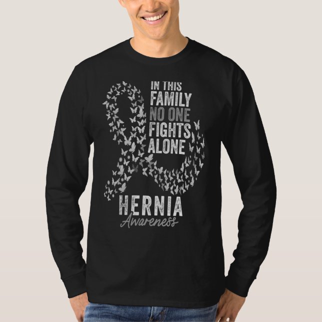 Hernia Awareness Month Butterflies White Ribbon T-Shirt (Front)