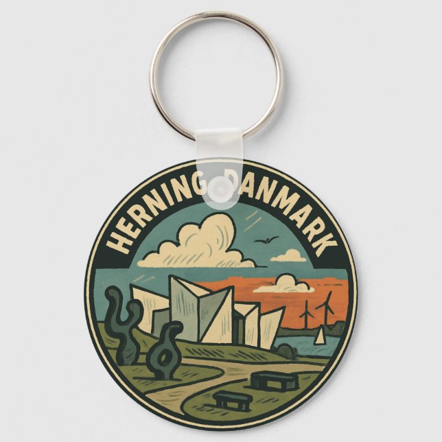 Herning Denmark Modern Art Keychain (Front)