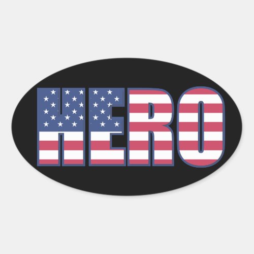 Hero American Flag Stars Stripes Red White Blue Oval Sticker
