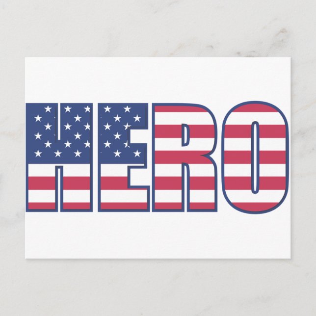 Hero American Flag Stars Stripes Red White Blue Postcard (Front)