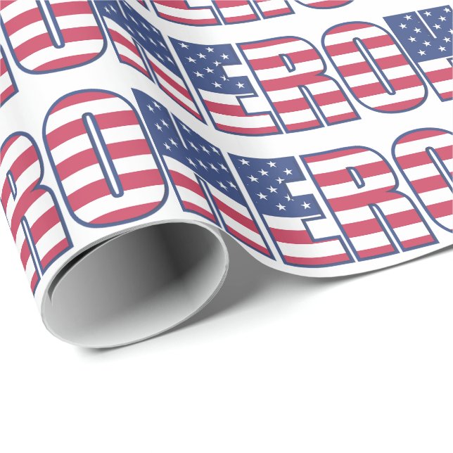 Hero American Flag Stars Stripes Red White Blue Wrapping Paper (Roll Corner)