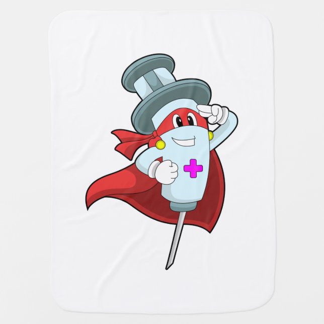 Hero as Nurse with Syringe Baby Blanket (Front)