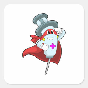 Hero as Nurse with Syringe Square Sticker