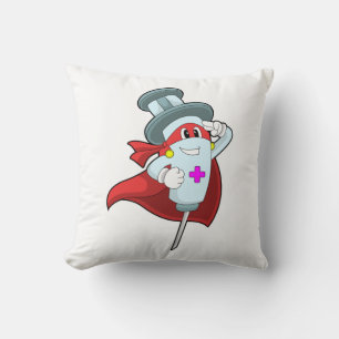 Hero as Nurse with Syringe Throw Pillow