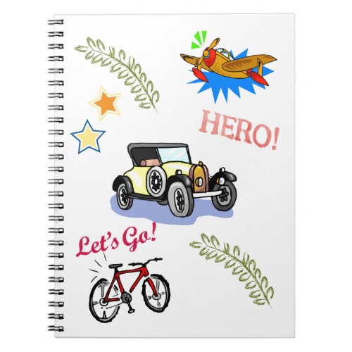 Hero Bicycle Car Airplane  Notebook