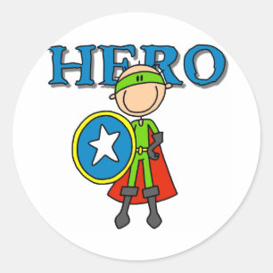 Hero Boy with Shield Classic Round Sticker