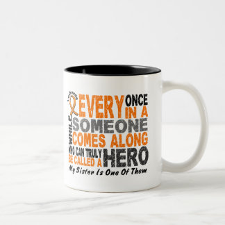 HERO COMES ALONG 1 Sister LEUKEMIA T-Shirts Two-Tone Coffee Mug