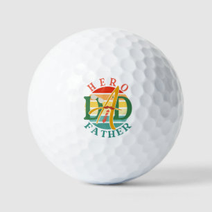 Hero Dad Fath Sunset Tie, Mustache & Sunglasses Golf Balls