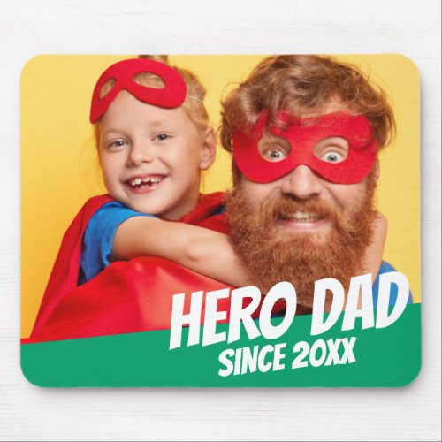 Hero Dad Since 20XX Modern Cool Simple Mouse Pad