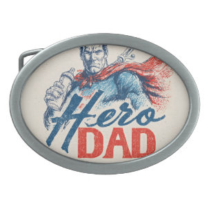 "Hero Dad" Superhero Illustration with Baby Bottle Belt Buckle
