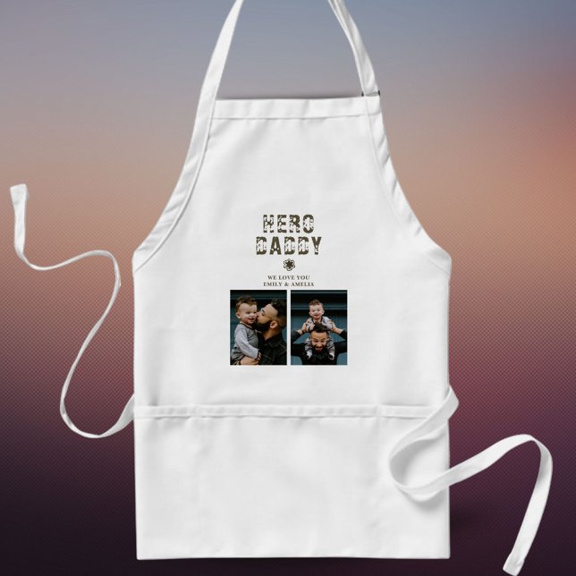 Hero Daddy Father`s Day 2 Photo Collage Adult Apron (Creator Uploaded)