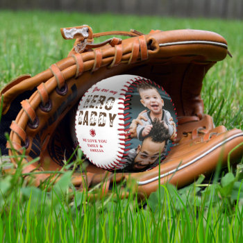 Hero Daddy Father`s Day 2 Photo Collage Baseball by OneLook at Zazzle