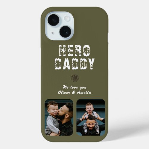 Hero Daddy Fathers Day 2 Photo Collage iPhone 15 Case