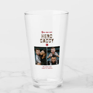 Hero Daddy Father`s Day 2 Photo Collage Glass