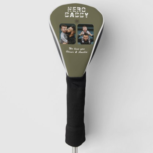 Hero Daddy Fathers Day 2 Photo Collage Golf Head Cover