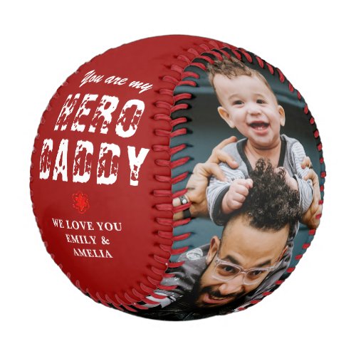 Hero Daddy Fathers Day 2 Photo Collage Red Baseball