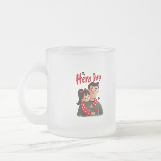 Hero Father's Day Frosted Glass Coffee Mug (Left)