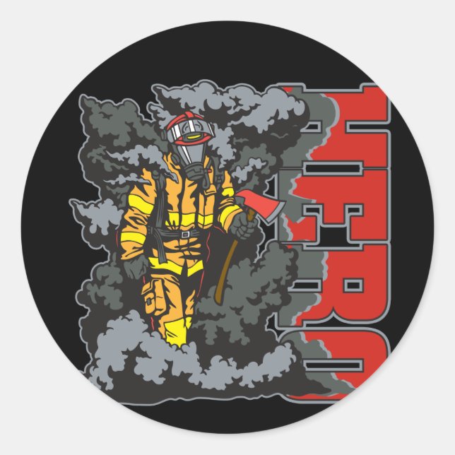 HERO Firefighter Classic Round Sticker (Front)