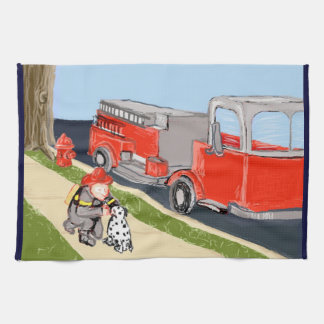 Hero Fireman & Dalmatian Kitchen Towel