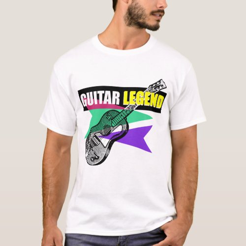 Hero Guitar Legend Retro Vintage Illustration Tee