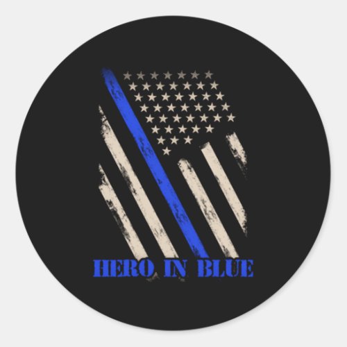 Hero In Blue Police Officer Badge Back Up Mother F Classic Round Sticker