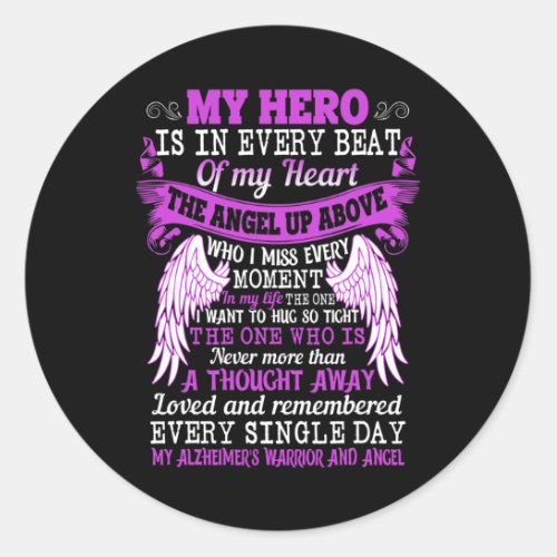 Hero Is Heart Angel Thought Alzheimerheimers Warr Classic Round Sticker