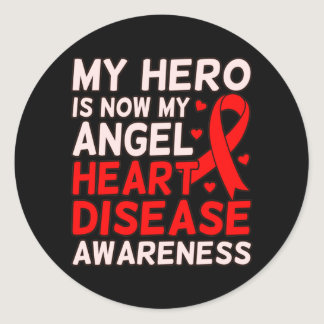 Hero Is My Angel Heart Disease Awareness Survivor Classic Round Sticker