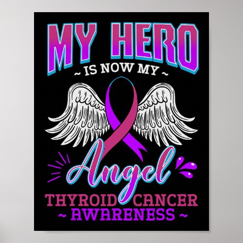 Hero Is Now My Angel Thyroid Cancer Carcinoma Gift Poster