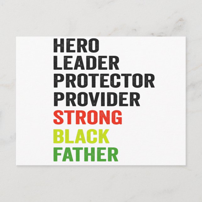 Hero Leader Protector Provider Strong Black Father Postcard (Front)