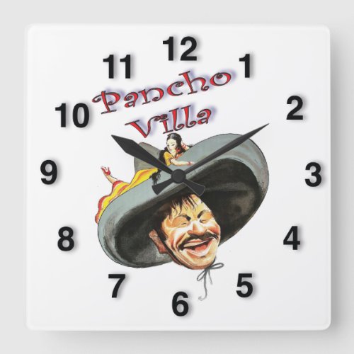 Hero Pancho Villa Square Wall Clock
