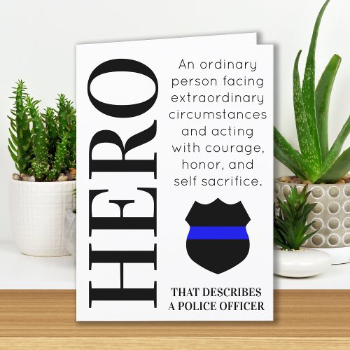 Hero Personalized Thin Blue Line Police Officer  Thank You Card