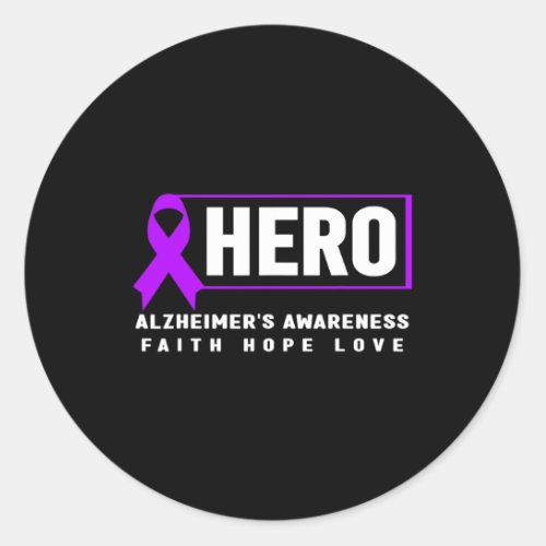 Hero _ Purple Ribbon Heimers Awareness  Classic Round Sticker