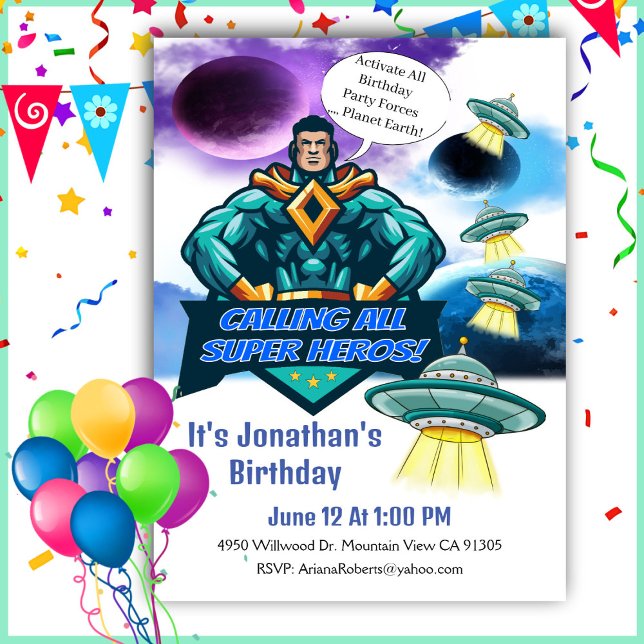 Hero Spaceship Boy Birthday Invitation (Creator Uploaded)