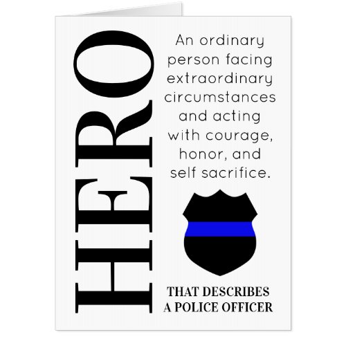 Hero Thin Blue Line Custom Police Thank You Card
