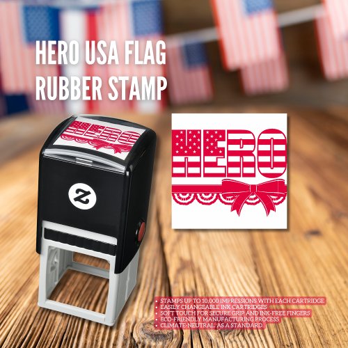 HERO USA Flag Rubber Stamp