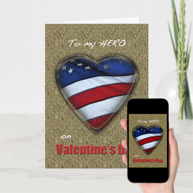 Hero Valentine Patriotic heart Holiday Card (Downloadable)