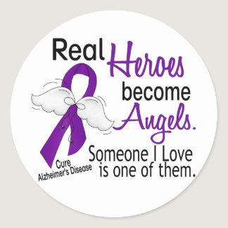 Heroes Become Angels Alzheimer's Disease Classic Round Sticker