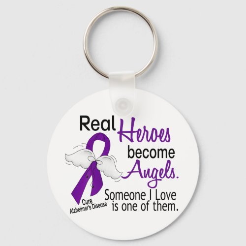 Heroes Become Angels Alzheimers Disease Keychain