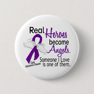 Heroes Become Angels Alzheimer's Disease Pinback Button