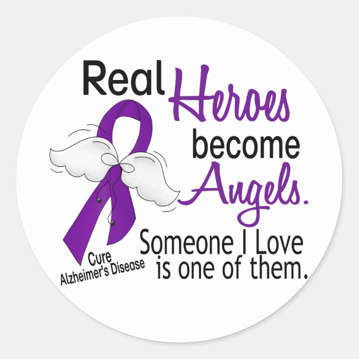 Heroes Become Angels Alzheimer's Disease Round Stickers
