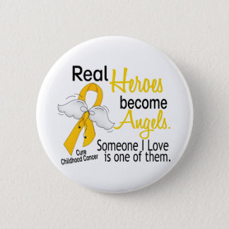 Heroes Become Angels Childhood Cancer Pinback Button