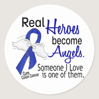 Heroes Become Angels Colon Cancer Classic Round Sticker