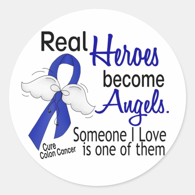 Heroes Become Angels Colon Cancer Classic Round Sticker (Front)