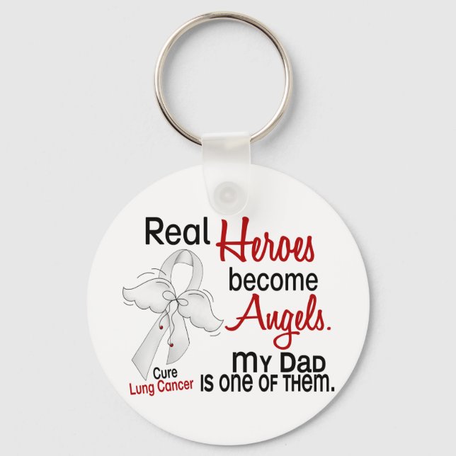 Heroes Become Angels Dad Lung Cancer Keychain (Front)